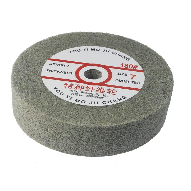 JUNLIXN 𝐉𝐔𝐍𝐋𝐈𝐗𝐍 6" x 2" Extra Thick Nylon Fiber Buffing Wheel, 5/8" Arbor Hole 180 Grit Abrasive Deburring Wheels Polishing Discs for Bench Grinder, Drill (7 P) - Image 2